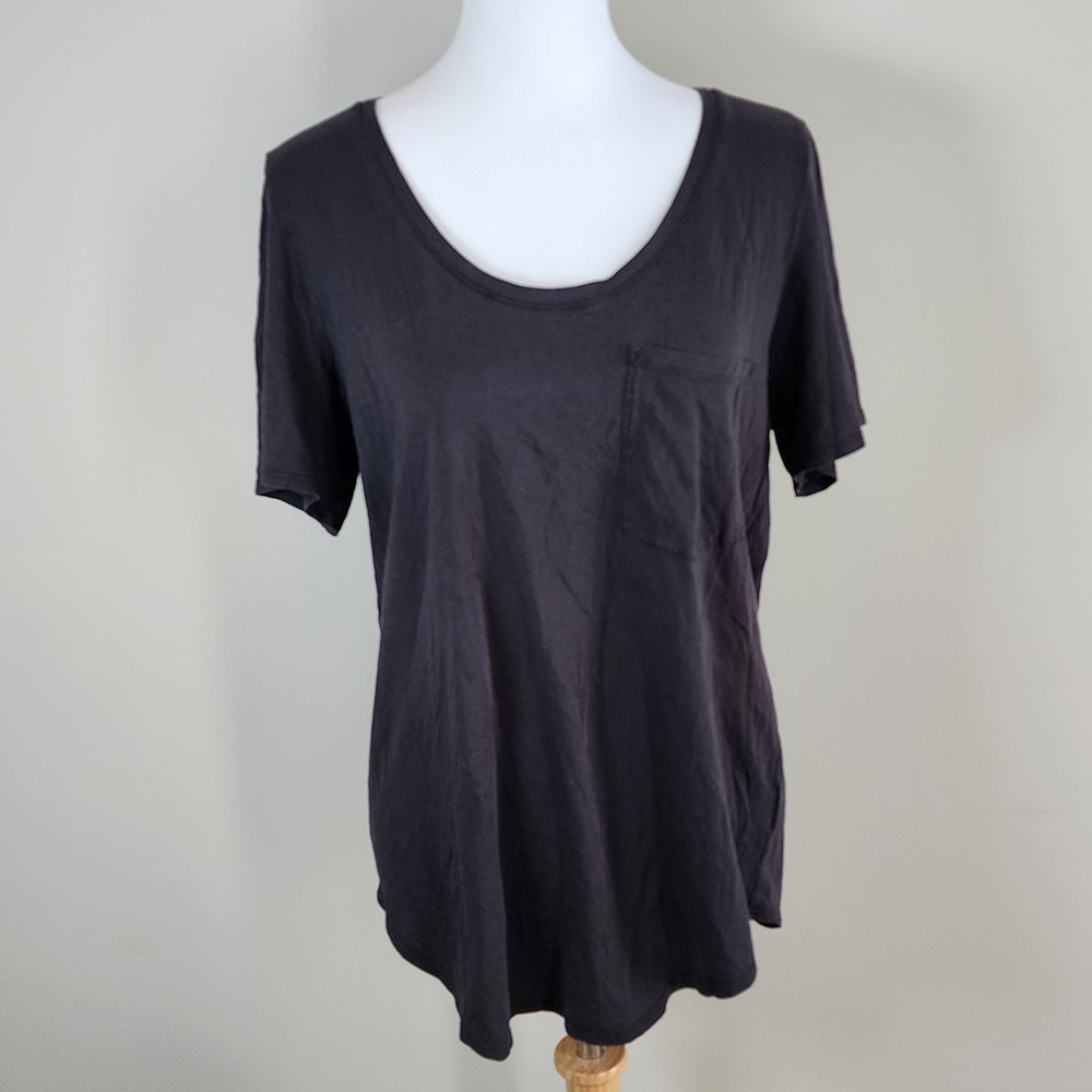 Babaton Pocket T Shirt Womens Large Black Cotton Modal Long Length Basic Capsule